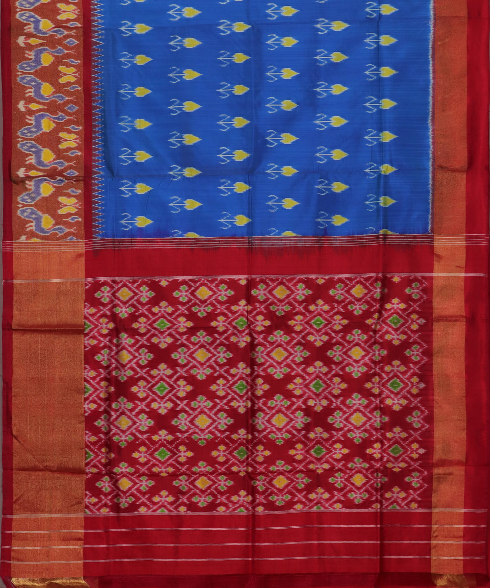 Azure blue color handloom rajkot silk saree