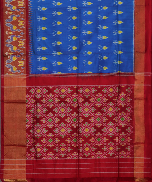 Azure blue color handloom rajkot silk saree