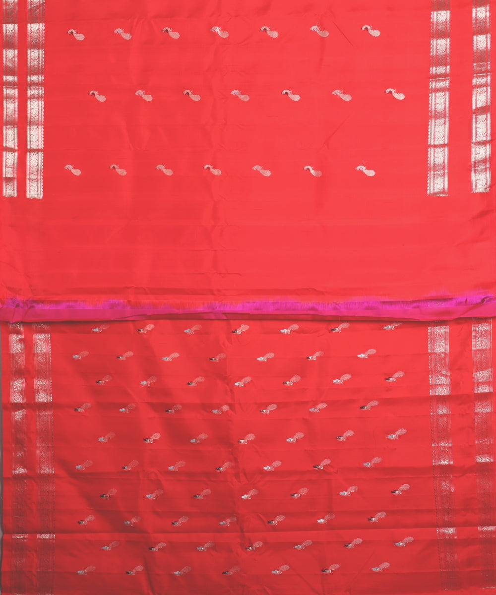 Red color handloom Gadwal Silk saree