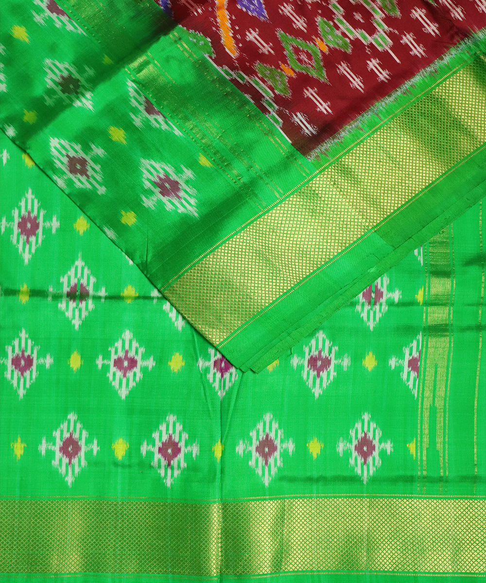 Sangria red color handloom rajkot silk saree