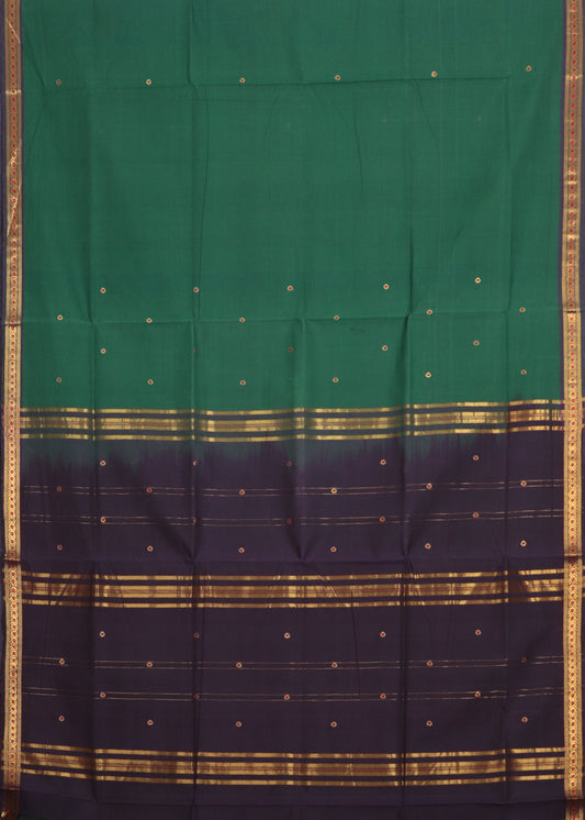 Sea green color handloom bandar cotton saree