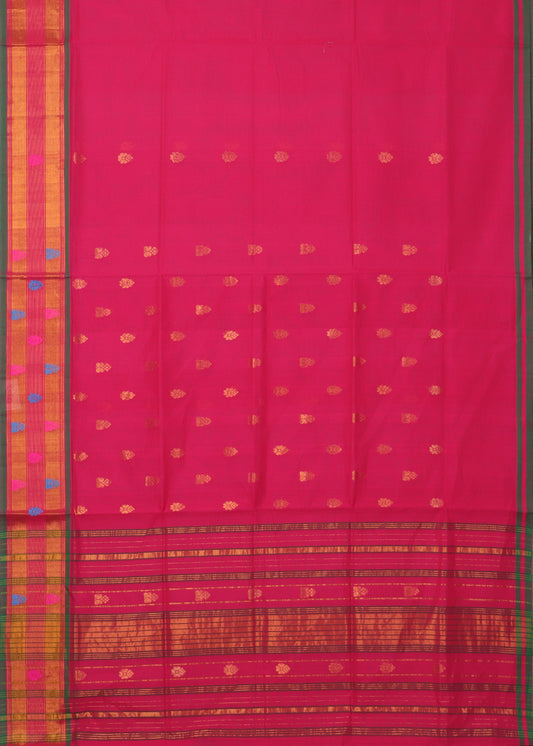 Ruby pink color handloom venkatagiri cotton saree