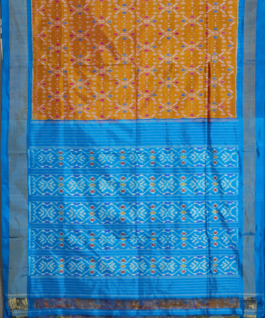 Apricot orange shade handloom rajkot silk saree