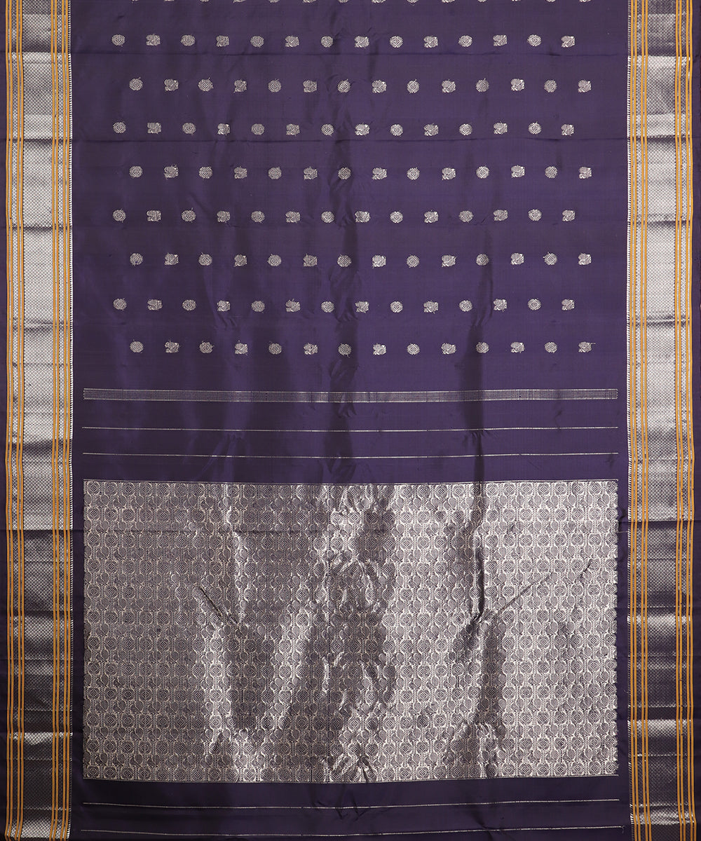 Denim blue color handloom Gadwal Silk saree
