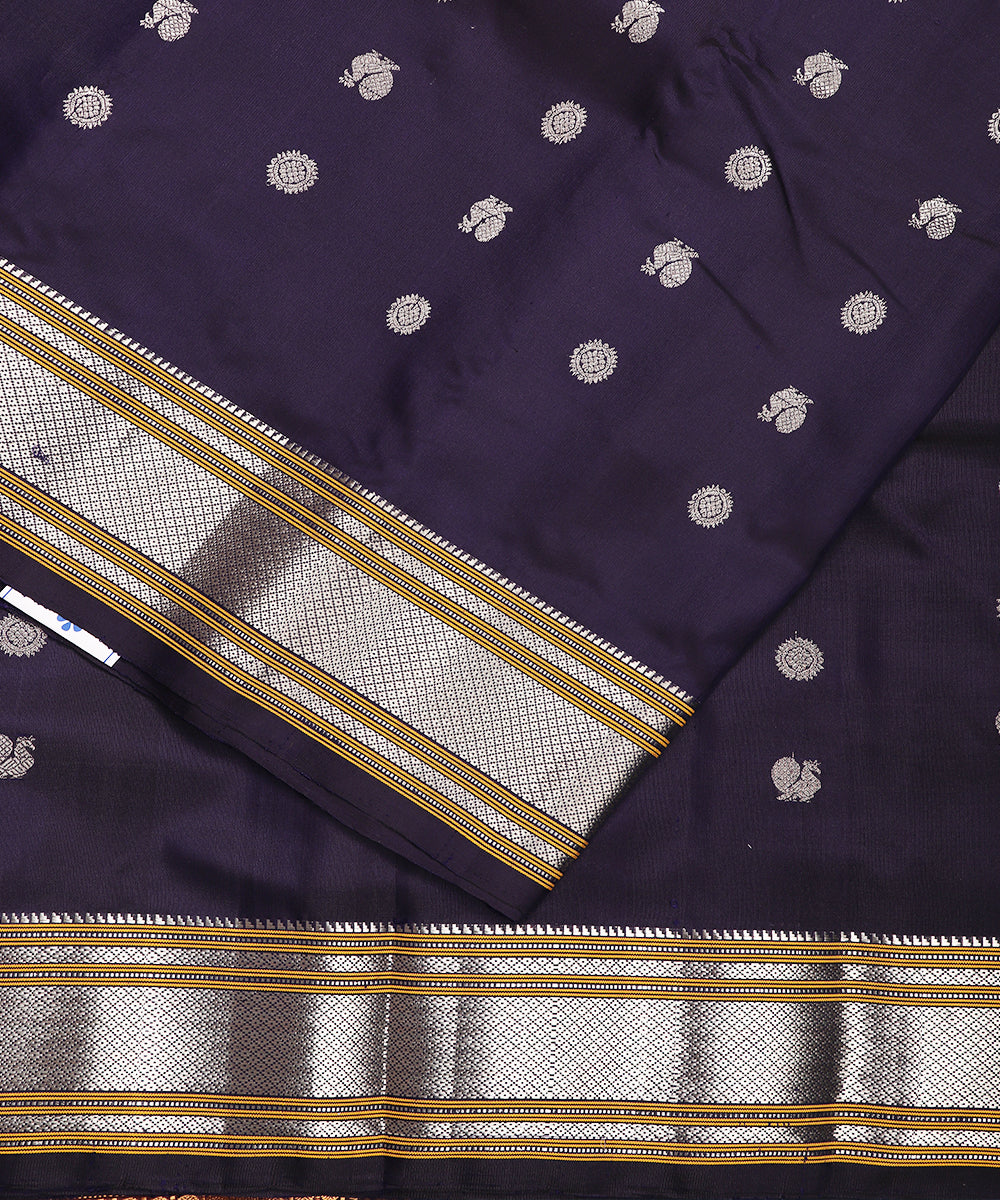 Denim blue color handloom Gadwal Silk saree