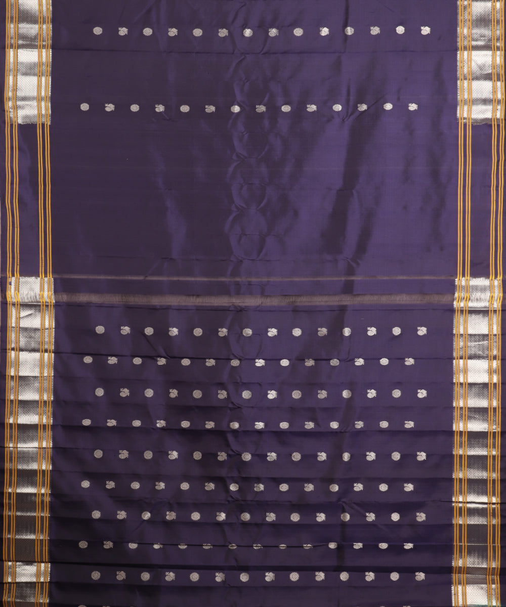 Denim blue color handloom Gadwal Silk saree