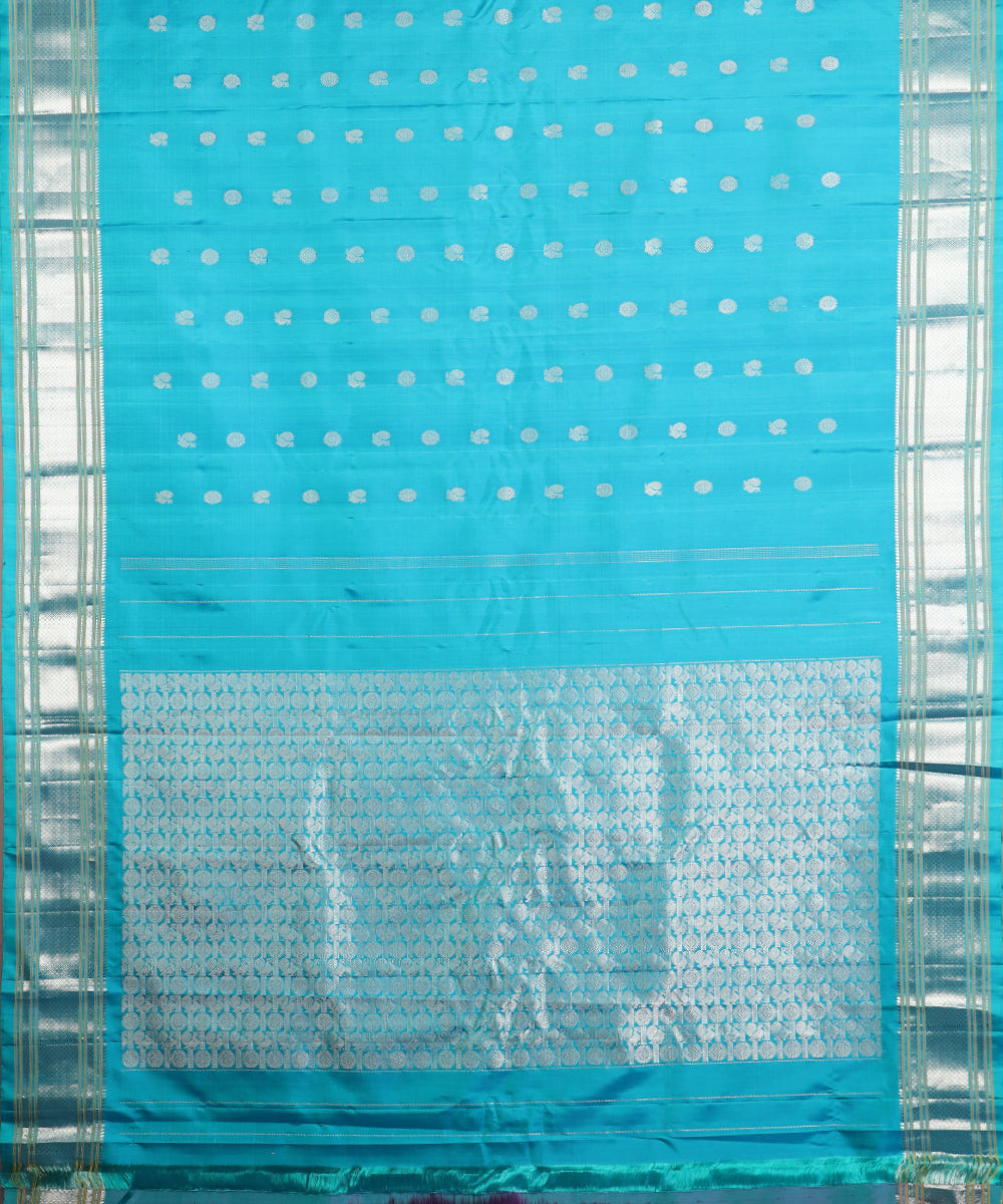 Turkish blue color handloom Gadwal Silk saree