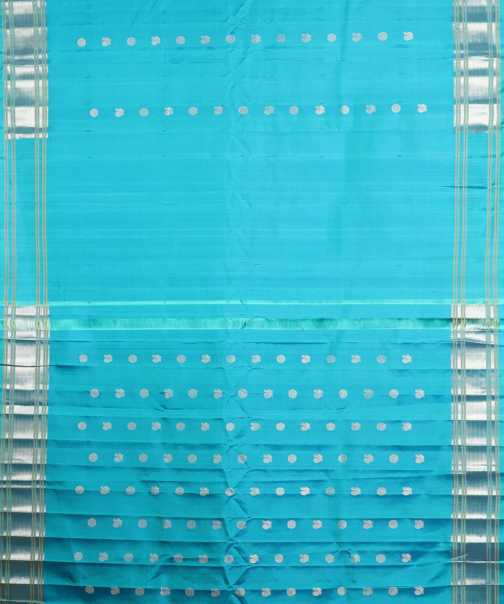 Turkish blue color handloom Gadwal Silk saree