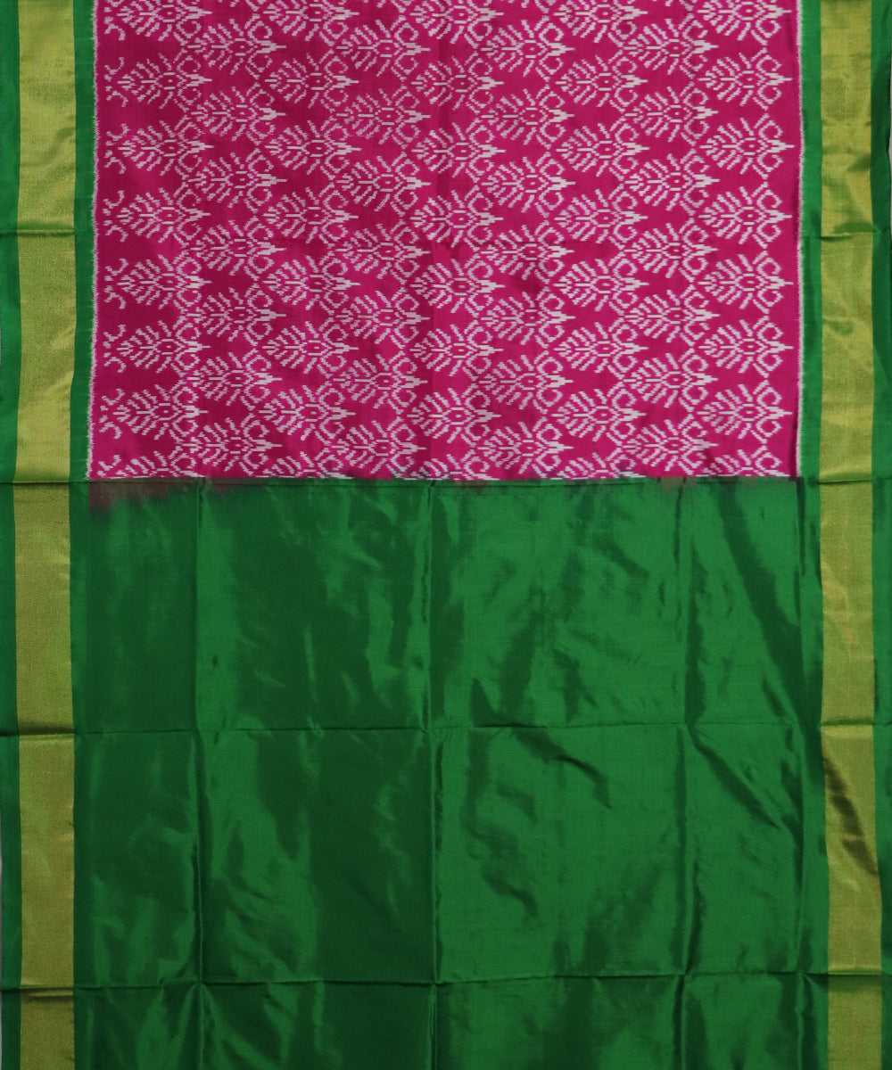 Ruby pink color handloom rajkot silk saree