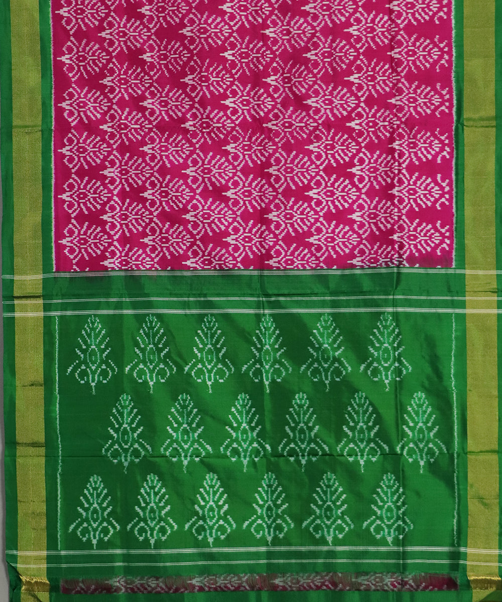 Ruby pink color handloom rajkot silk saree