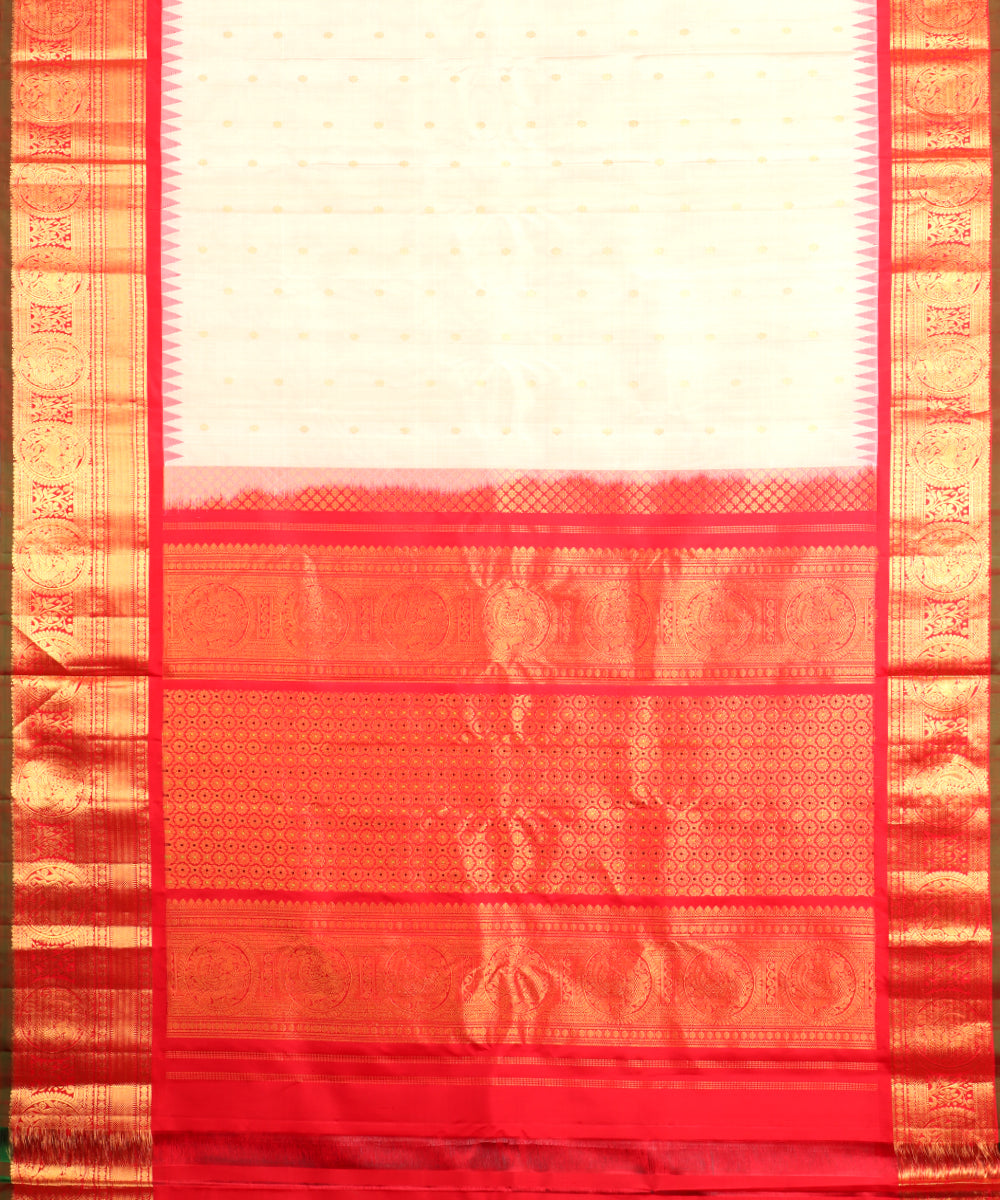 Peach color handloom Gadwal Silk saree