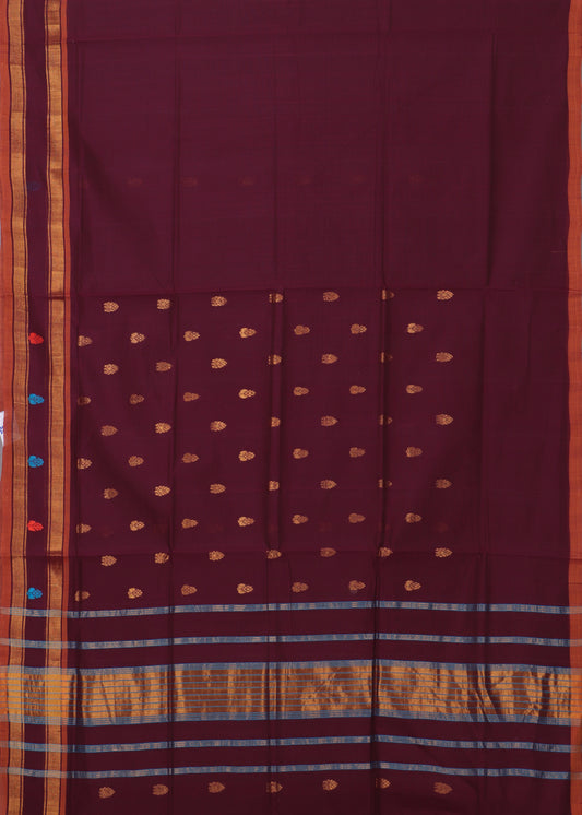 Mahogany red color handloom venkatagiri cotton saree