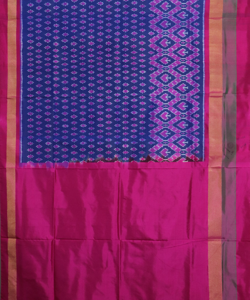 Space blue color handloom rajkot silk saree