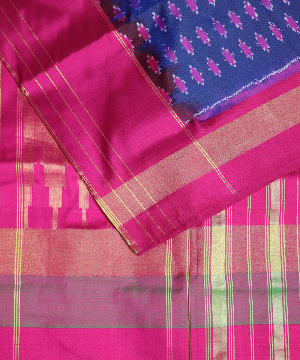 Space blue color handloom rajkot silk saree