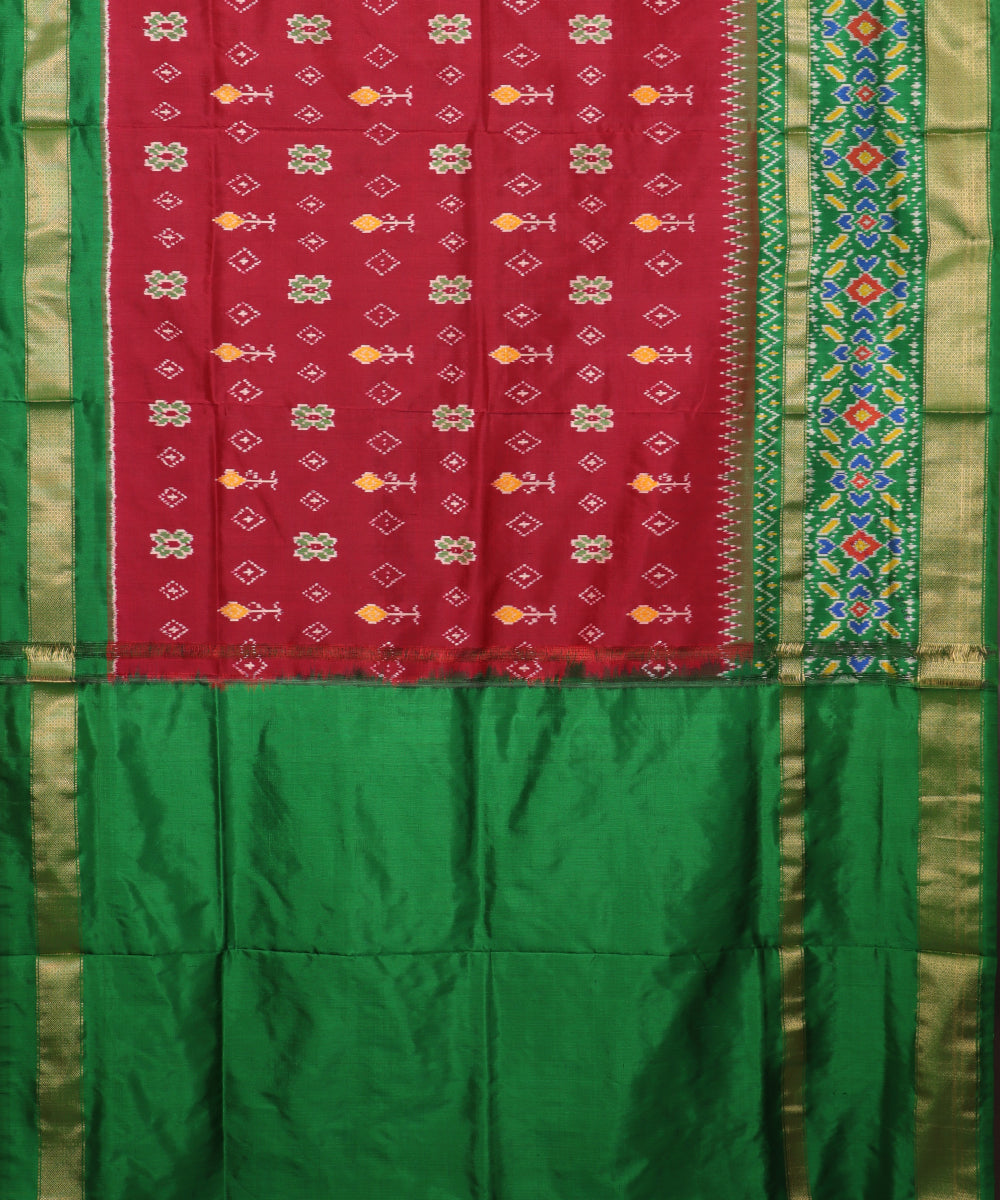 Barn red color handloom rajkot silk saree