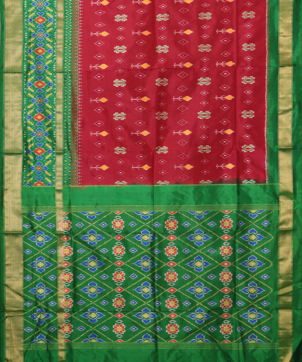 Barn red color handloom rajkot silk saree