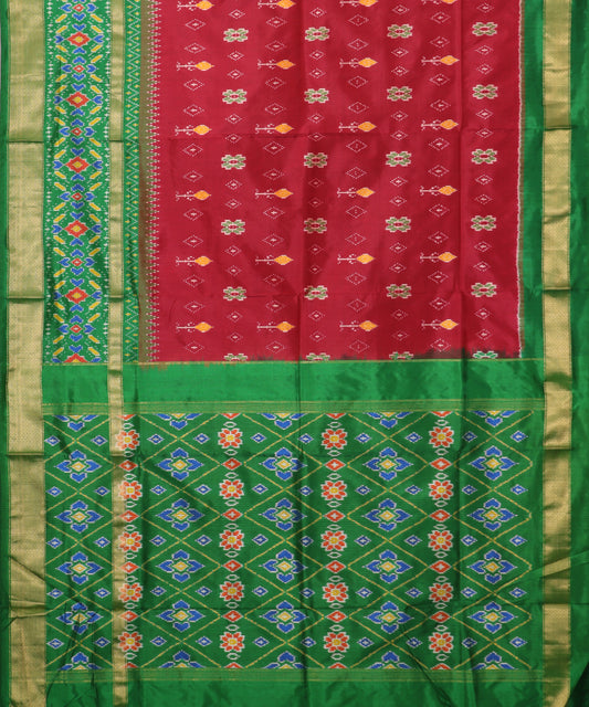 Barn red color handloom rajkot silk saree