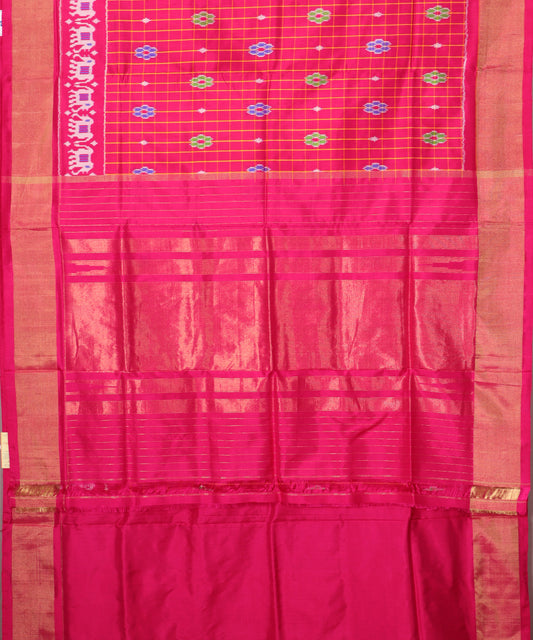 Ruby pink color handloom rajkot silk saree