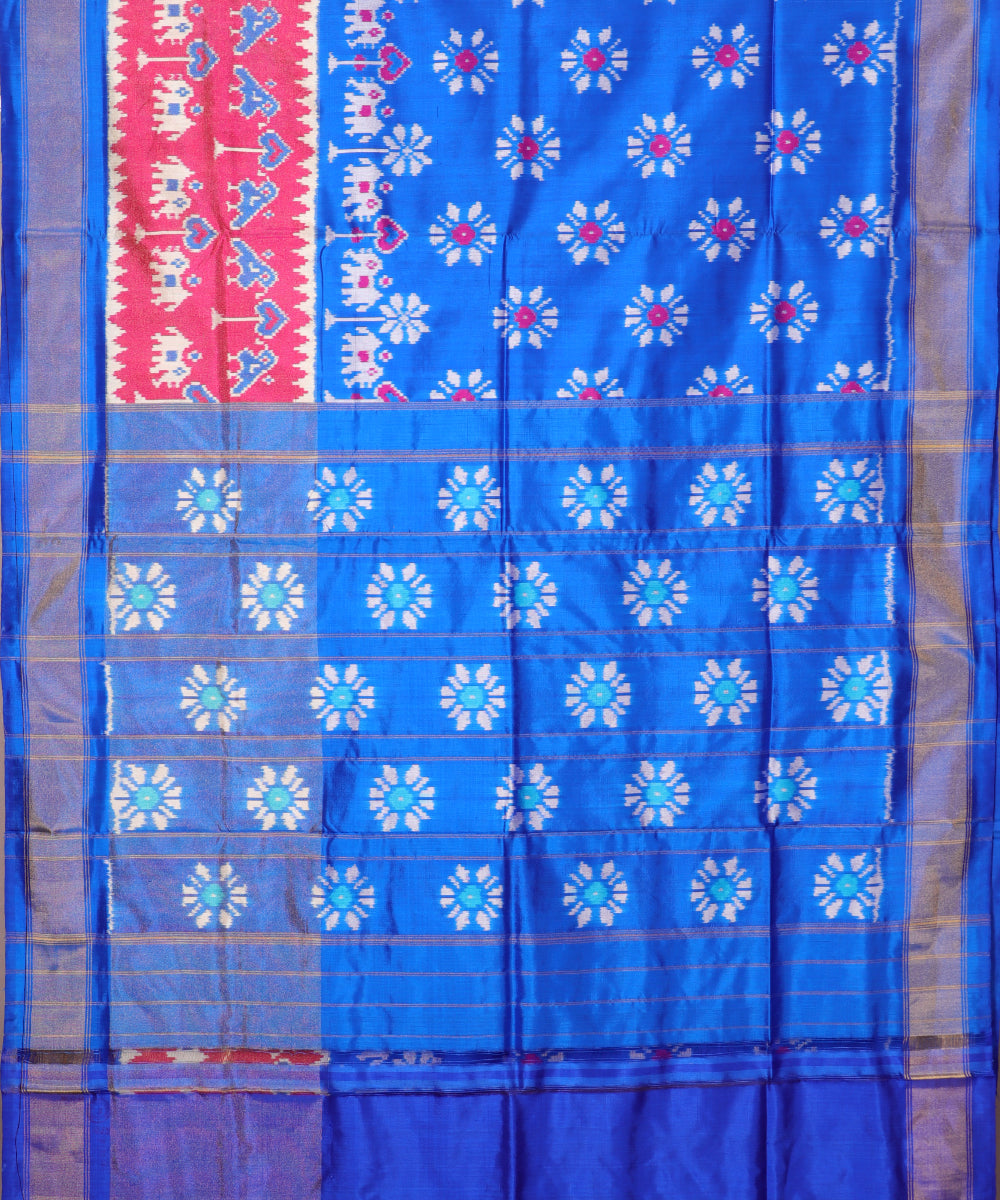 Blue color handloom rajkot silk saree