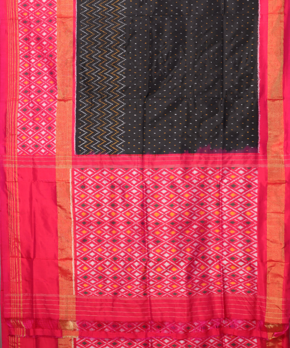 Black color handloom rajkot silk saree