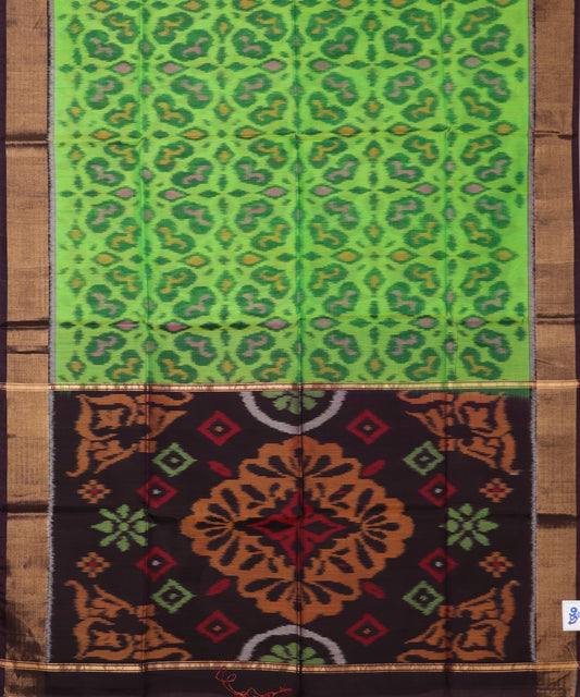 Kelly green color handloom pochampally sico saree