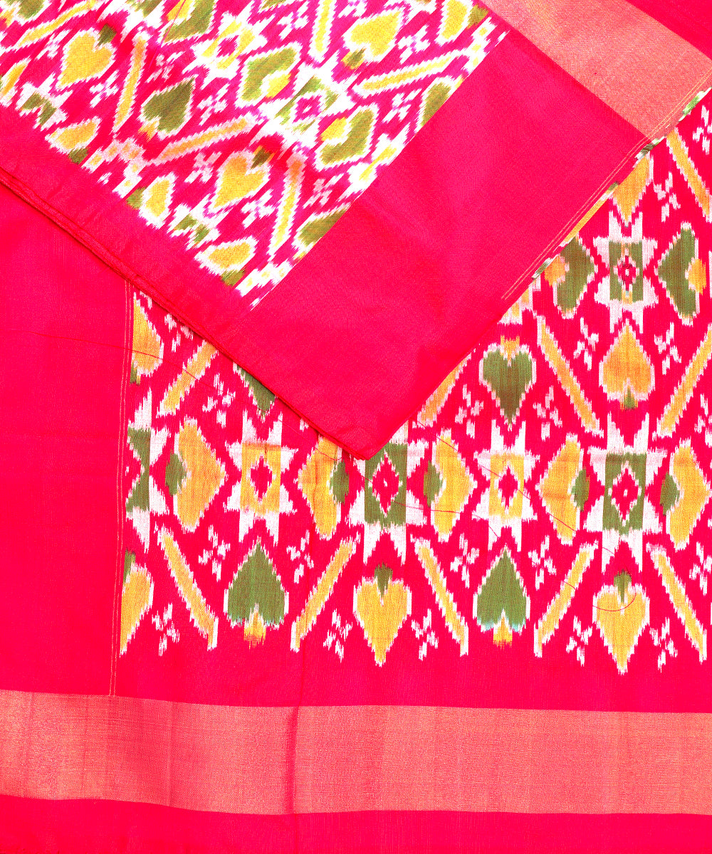 Amber orange colour handloom rajkot silk saree