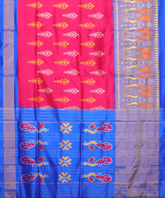 Ruby pink colour handloom rajkot silk saree