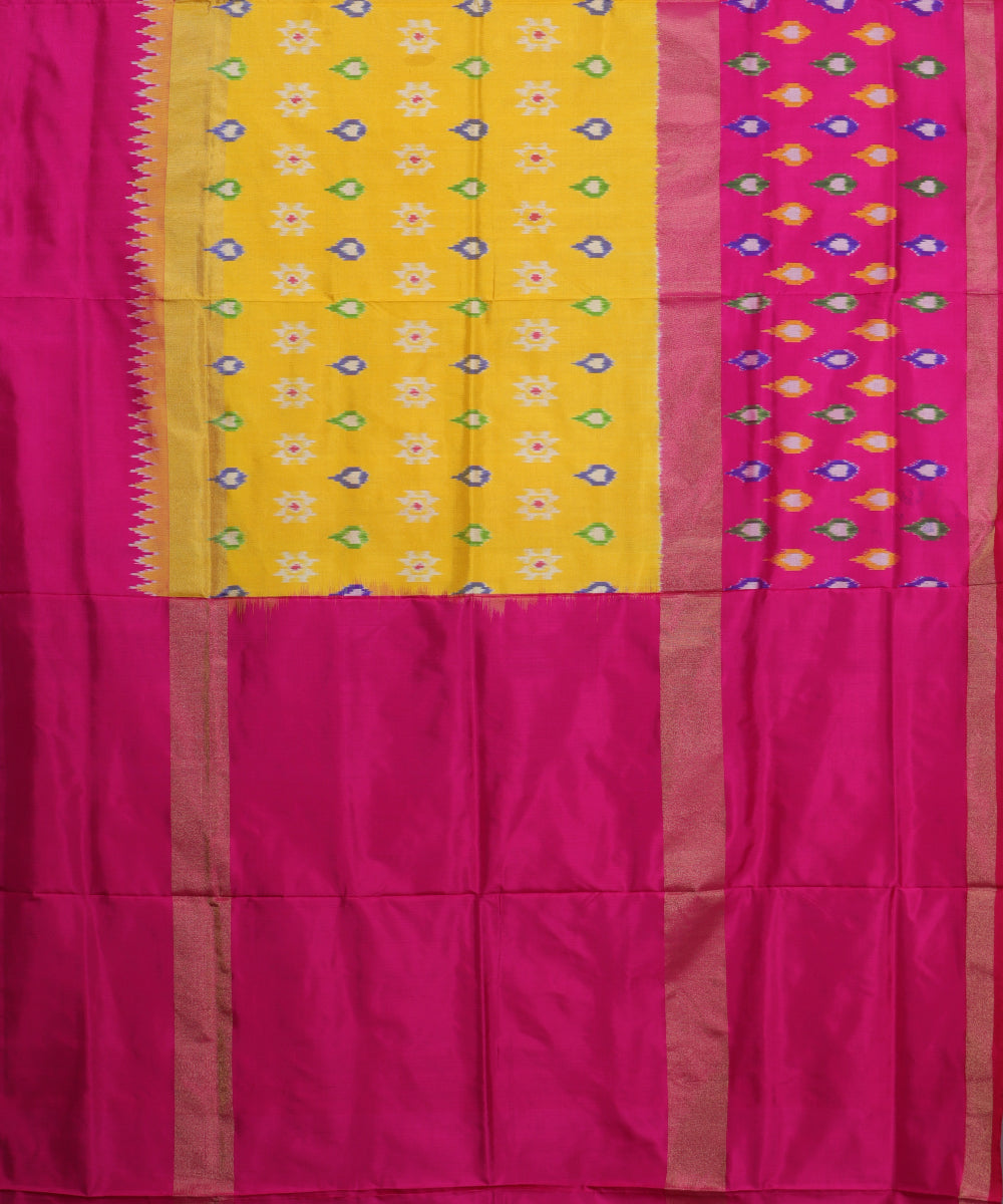 Cyber yellow color handloom rajkot silk saree