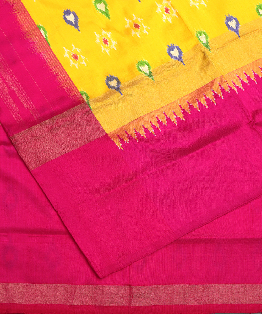 Cyber yellow color handloom rajkot silk saree