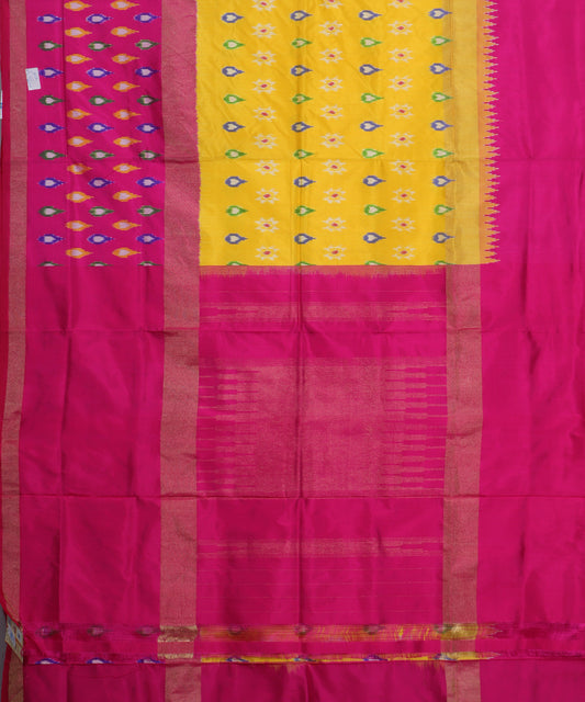 Cyber yellow color handloom rajkot silk saree