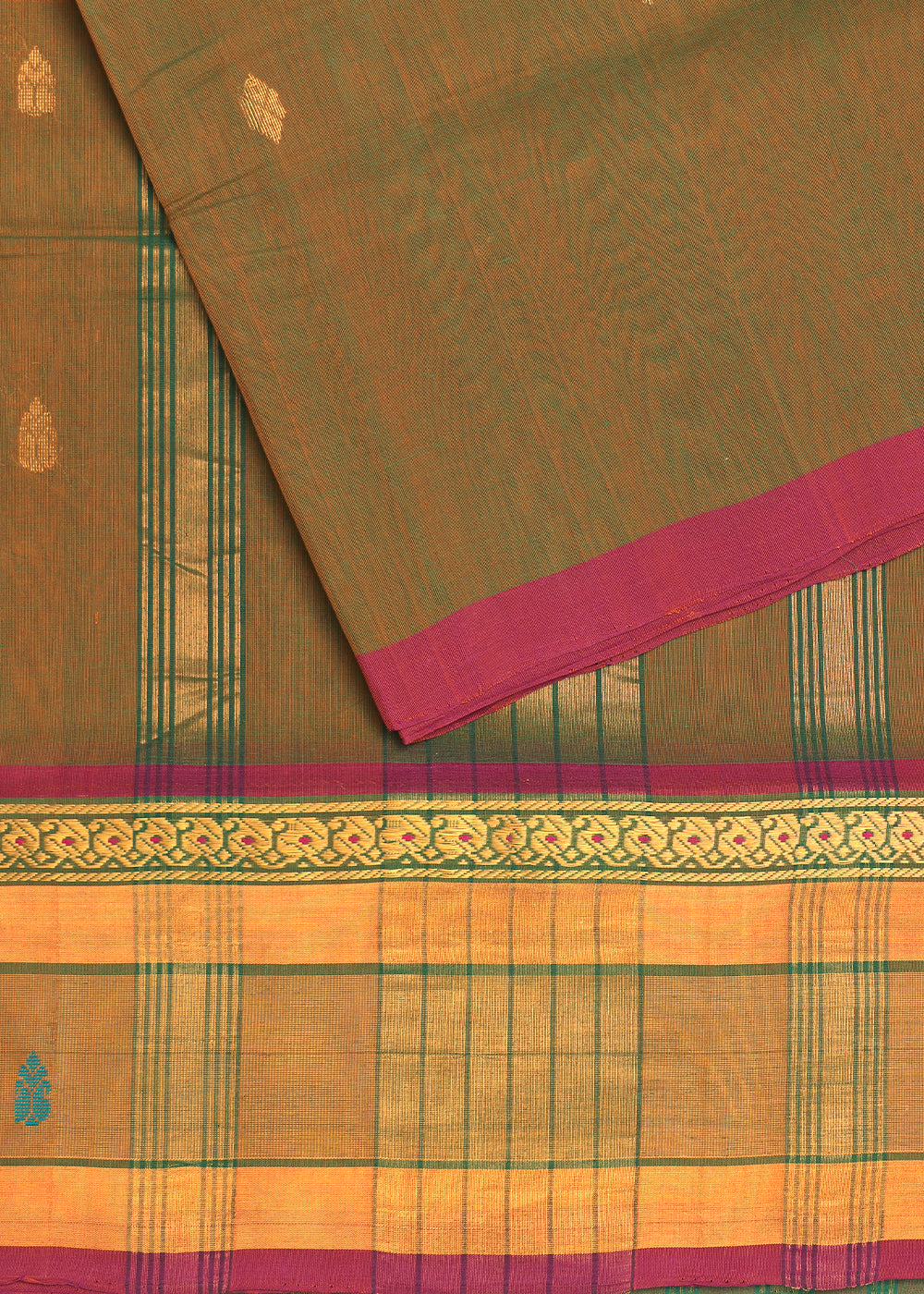 Multi-shade handloom venkatagiri cotton saree