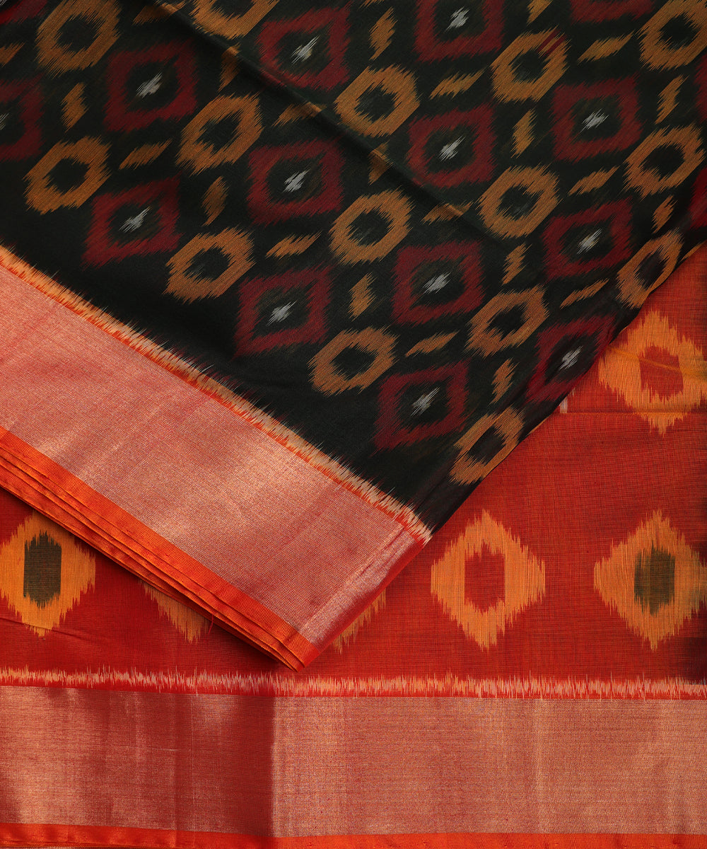 Black color handloom pochampally sico saree