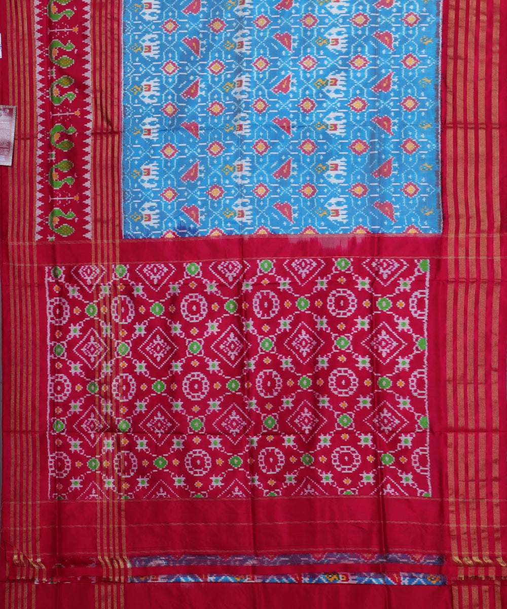 Carolina blue shade handloom rajkot silk saree