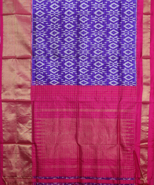 Egyptian blue color handloom rajkot silk saree