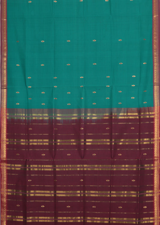 Pine green color handloom bandar cotton saree