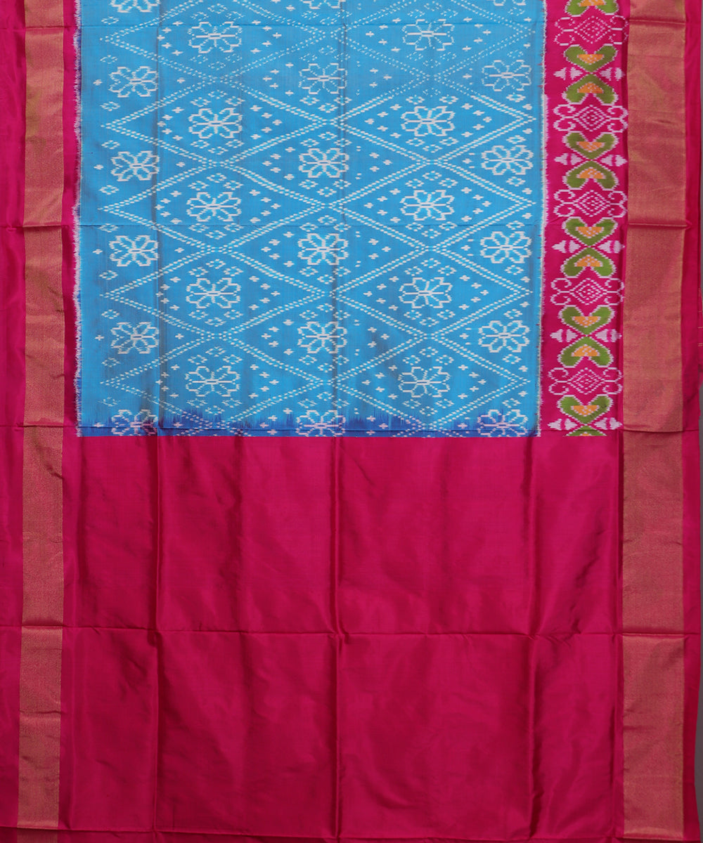 Sky blue color handloom rajkot silk saree