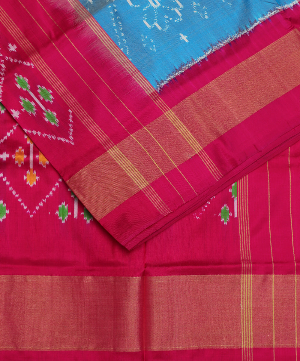 Sky blue color handloom rajkot silk saree