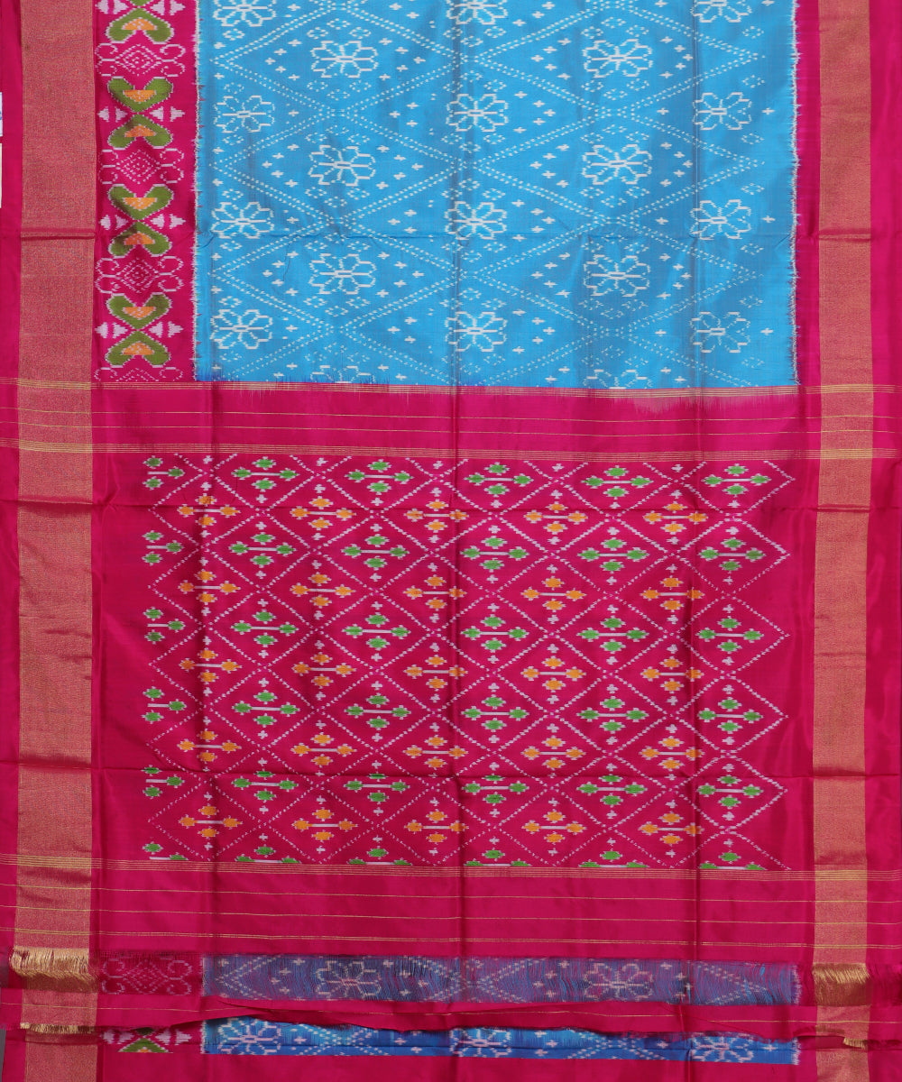 Sky blue color handloom rajkot silk saree