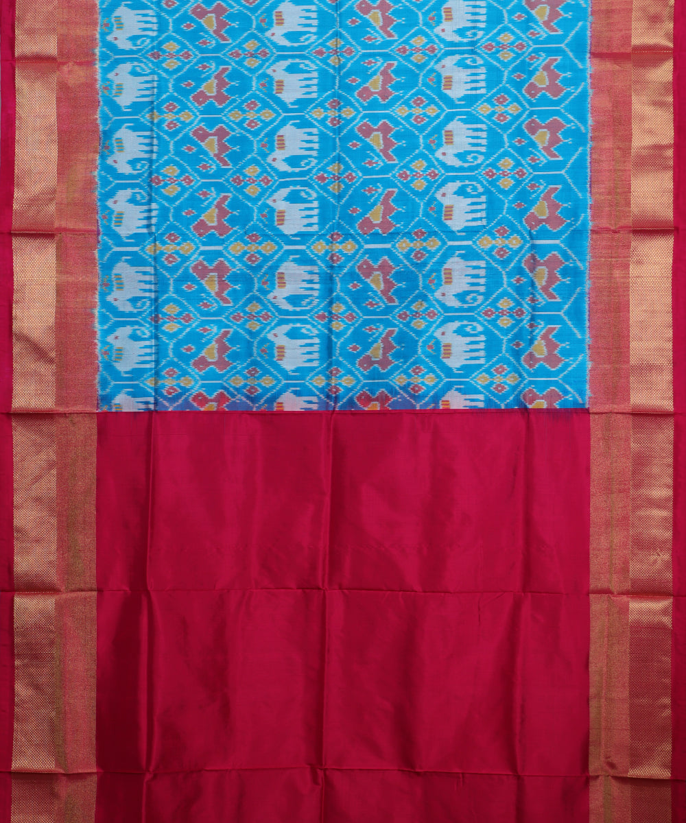 Olympic blue color handloom rajkot silk saree