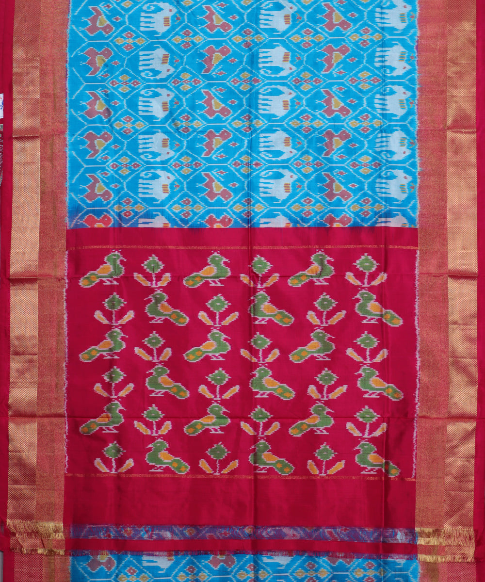 Olympic blue color handloom rajkot silk saree