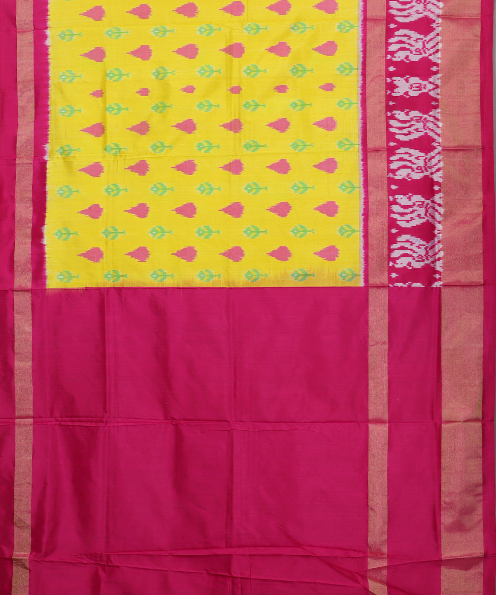 Yellow color handloom rajkot silk saree