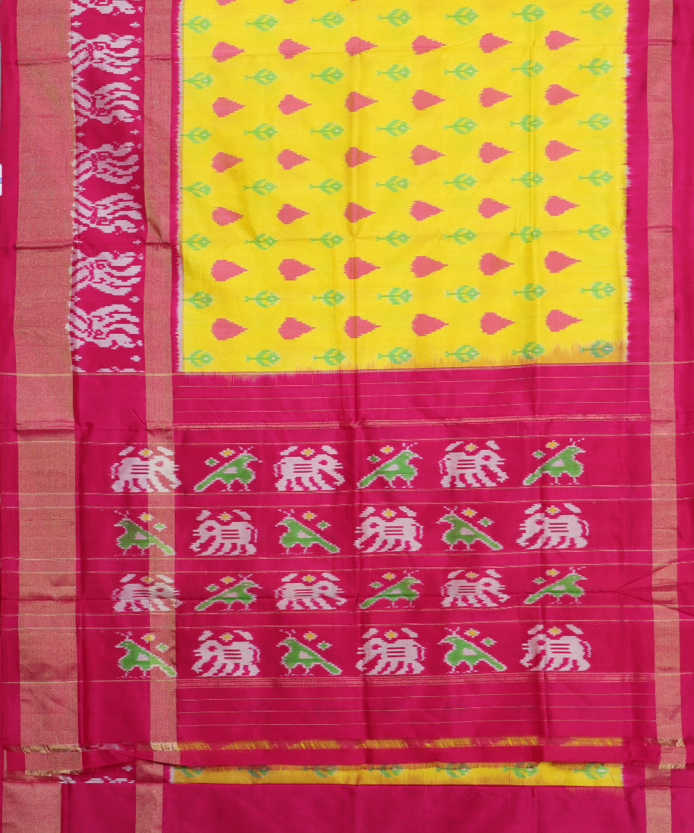 Yellow color handloom rajkot silk saree