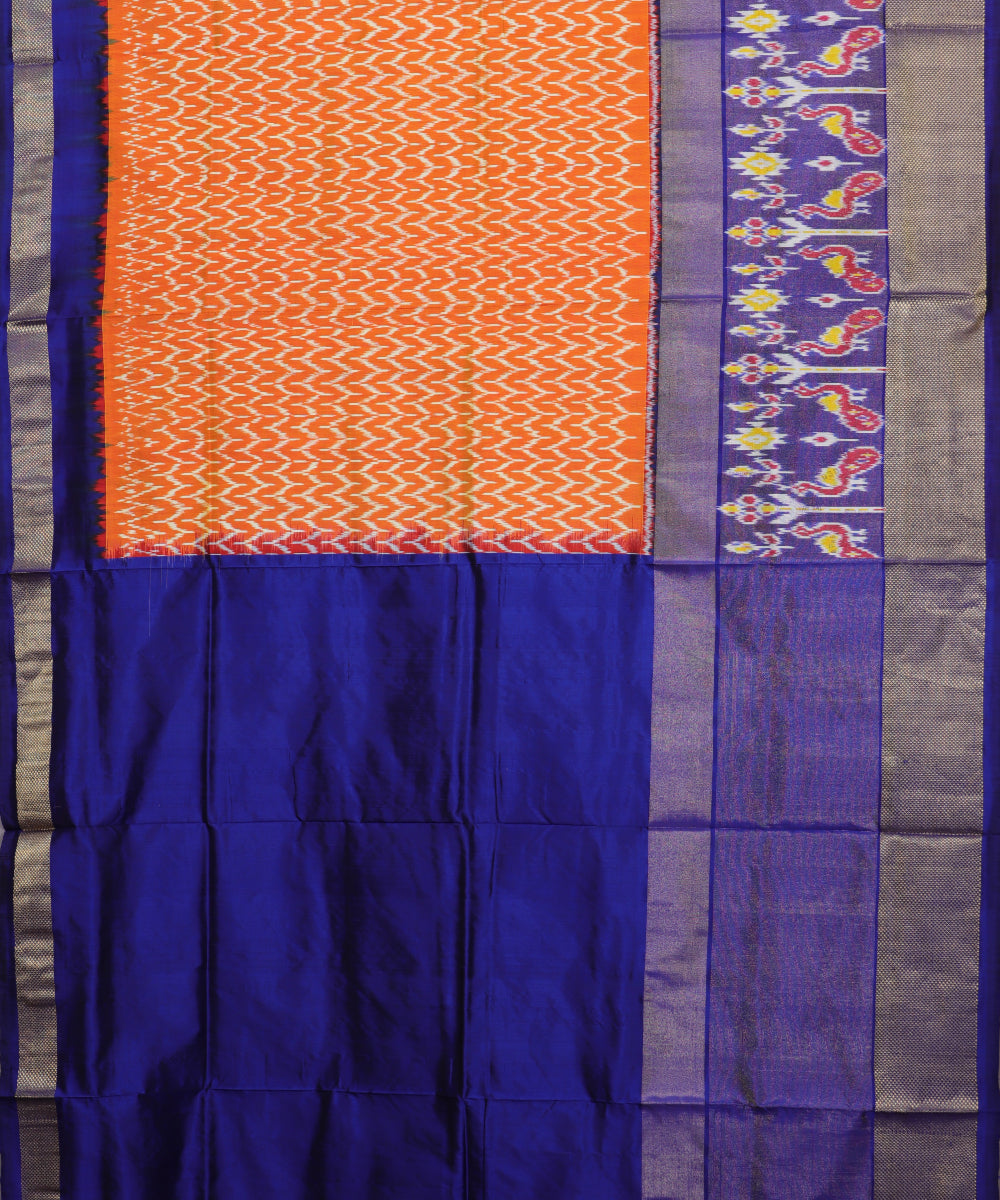 Fire orange shade handloom rajkot silk saree