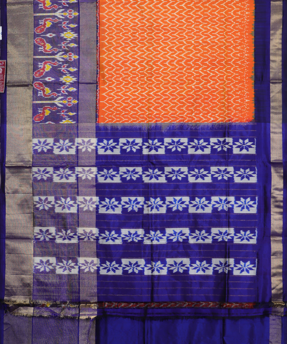 Fire orange shade handloom rajkot silk saree