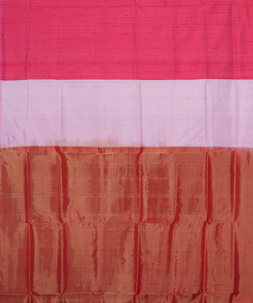 Lavender pink color handloom rajkot silk saree