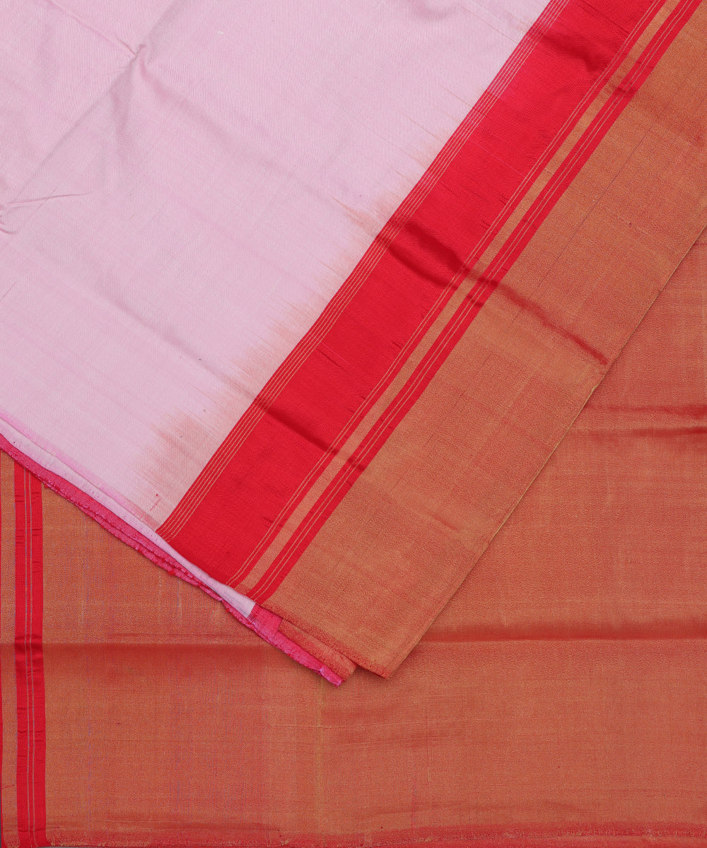 Lavender pink color handloom rajkot silk saree