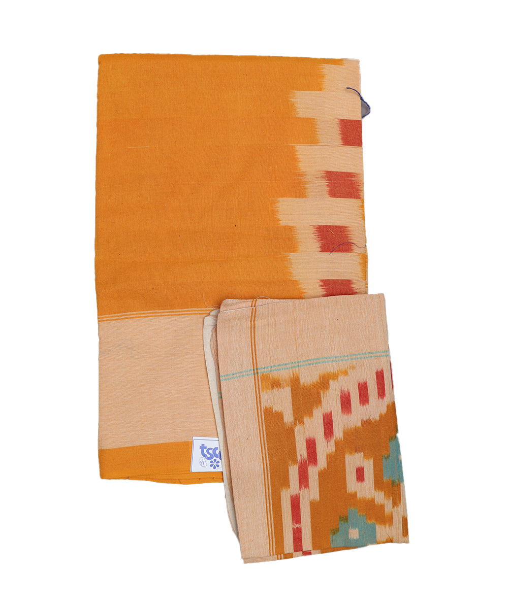 Fire orange color handwoven pochampally double cot bedsheet