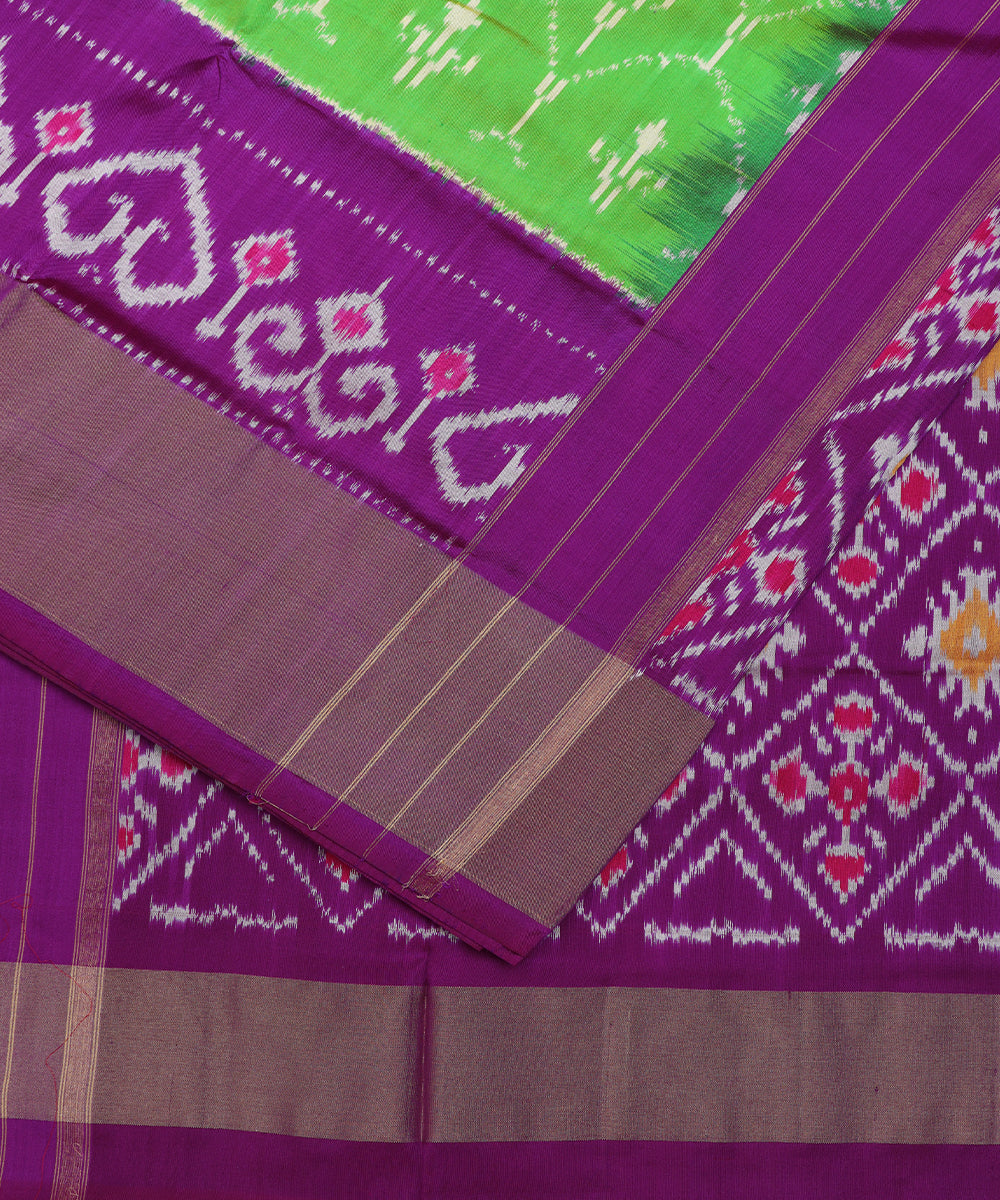 Kelly green color handloom rajkot silk saree