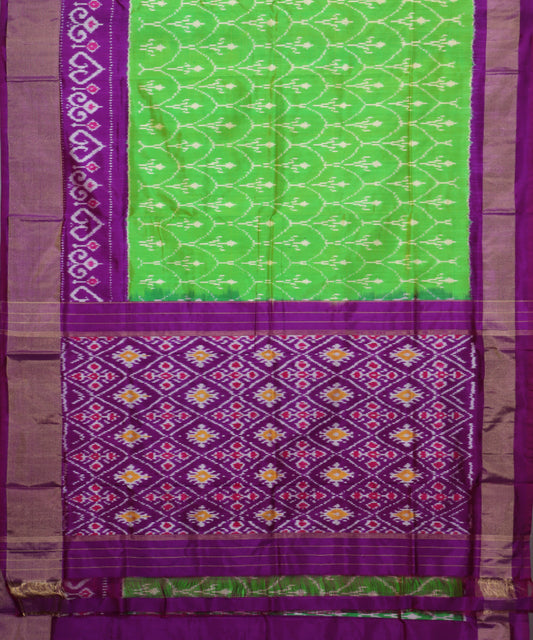 Kelly green color handloom rajkot silk saree