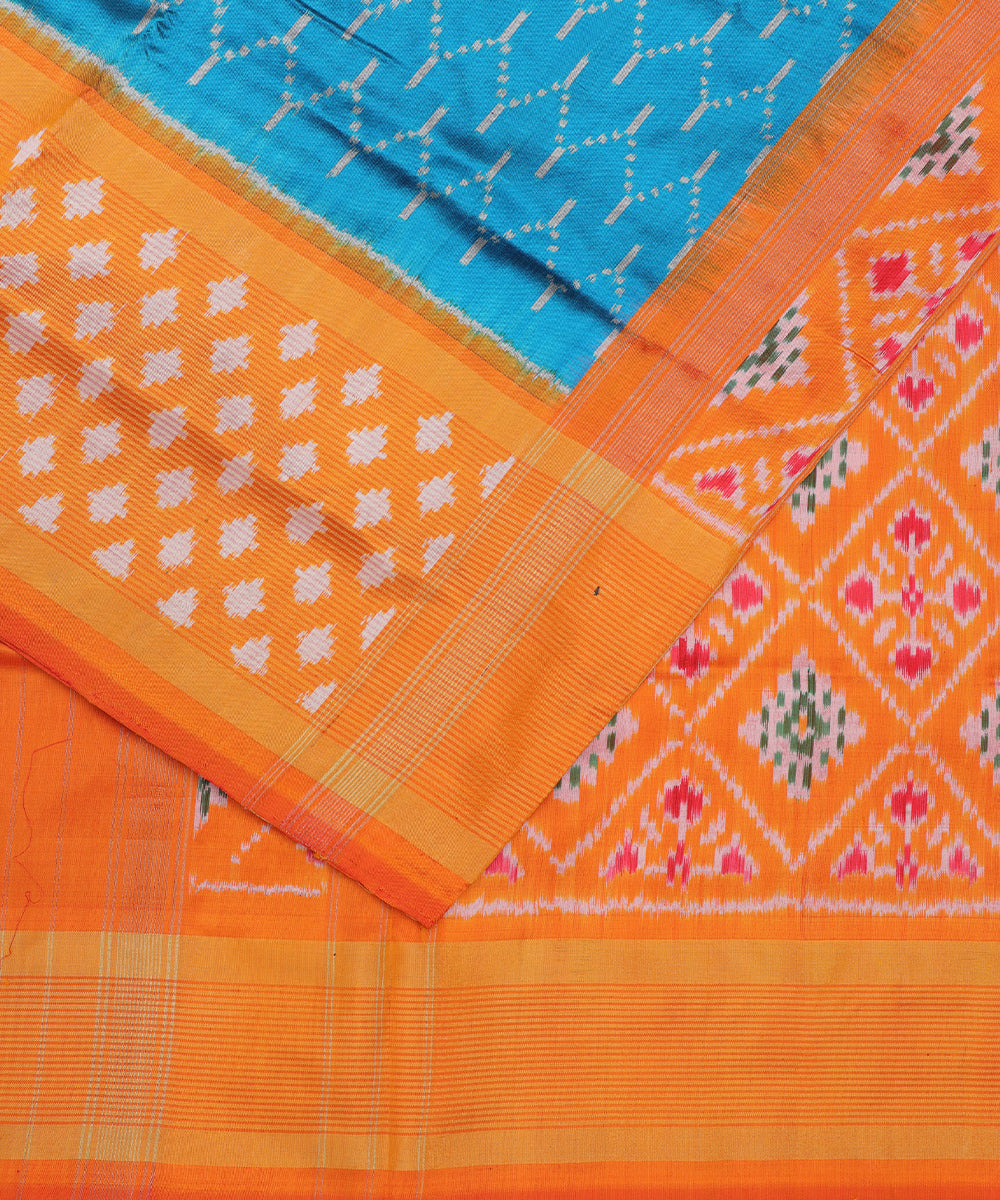 Steel blue color handloom rajkot silk saree